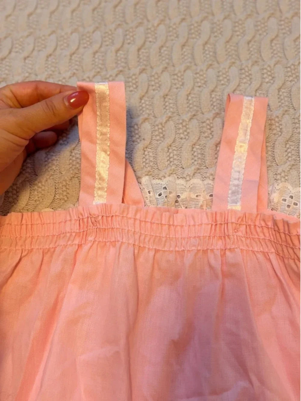 Vintage Toddlertime JCPenney Pink Apron Sundress 3T Lace Prairie Cottage Dress